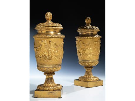 Paar Louis XVI-Bronzevasen